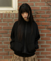 bounDary（バウンダリー）の「ワッフル配色切替ジップアップ[ブラック]（ナイロンジャケット）」