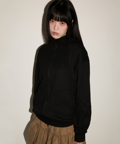 bounDary（バウンダリー）の「ワッフル配色切替ジップアップ[ブラック]（ナイロンジャケット・レディース・その他・1/2）」の2枚目の写真