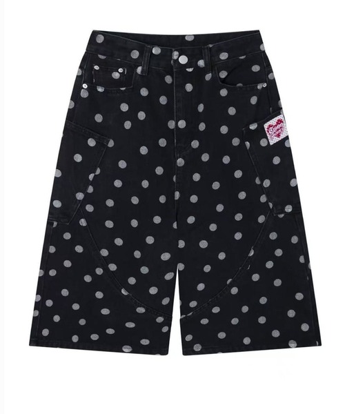 ViViDAY(ビビデー)の「ドット柄デニムワイドハーフパンツ(デニムパンツ・レディース・ブラック・S/M/L)」の4枚目の写真