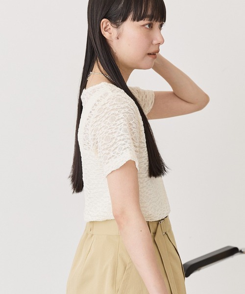 AMERICAN HOLIC(アメリカンホリック)の「【選べるサイズ】レースプルオーバー(Tシャツ/カットソー・レディース・アイボリー/ライトグリーン/ブラック・M/L)」の5枚目の写真