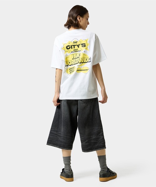 HUF(ハフ)の「EXPRESSION WASHED DENIM BAGGY SHORT(デニムパンツ・メンズ・ライトインディゴブルー/ブラック・28/30/32/34)」の15枚目の写真