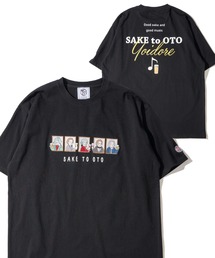 【YOIDORE】酒と音楽 刺繍MIX バックプリントTシャツ / グラフィックTシャツ