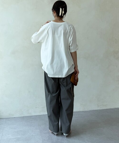 DouDou(ドゥドゥ)の「【WEB限定】ロゴ×レースTEE(Tシャツ/カットソー・レディース・ブラウン/オフホワイト/ブラック・FREE)」の8枚目の写真