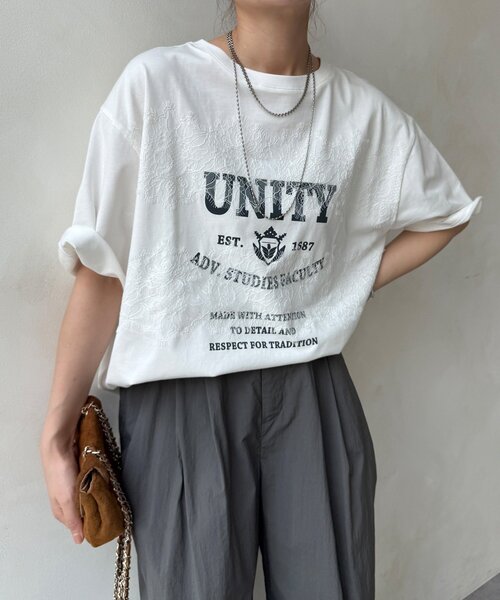 DouDou(ドゥドゥ)の「【WEB限定】ロゴ×レースTEE(Tシャツ/カットソー・レディース・ブラウン/オフホワイト/ブラック・FREE)」の11枚目の写真