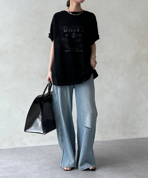 DouDou(ドゥドゥ)の「【WEB限定】ロゴ×レースTEE(Tシャツ/カットソー・レディース・ブラウン/オフホワイト/ブラック・FREE)」の14枚目の写真