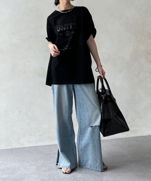 DouDou(ドゥドゥ)の「【WEB限定】ロゴ×レースTEE(Tシャツ/カットソー・レディース・ブラウン/オフホワイト/ブラック・FREE)」の16枚目の写真