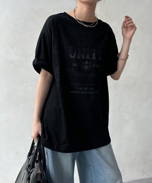 DouDou(ドゥドゥ)の「【WEB限定】ロゴ×レースTEE(Tシャツ/カットソー・レディース・ブラウン/オフホワイト/ブラック・FREE)」の19枚目の写真