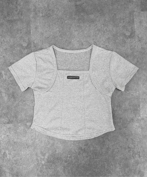 jiasecond.(ジアセカンド)の「【jiasecond.】スクエアネッククロップドT / トップス カットソー Tシャツ コンパクト クロップド ショート 半袖 ホワイト グレー ブラック ZOZOTOWN限定(Tシャツ/カットソー・レディース・ブラック/ホワイト/グレー・FREE)」の15枚目の写真