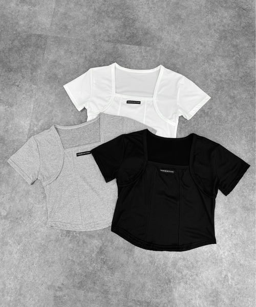 jiasecond.(ジアセカンド)の「【jiasecond.】スクエアネッククロップドT / トップス カットソー Tシャツ コンパクト クロップド ショート 半袖 ホワイト グレー ブラック ZOZOTOWN限定(Tシャツ/カットソー・レディース・ブラック/ホワイト/グレー・FREE)」の9枚目の写真