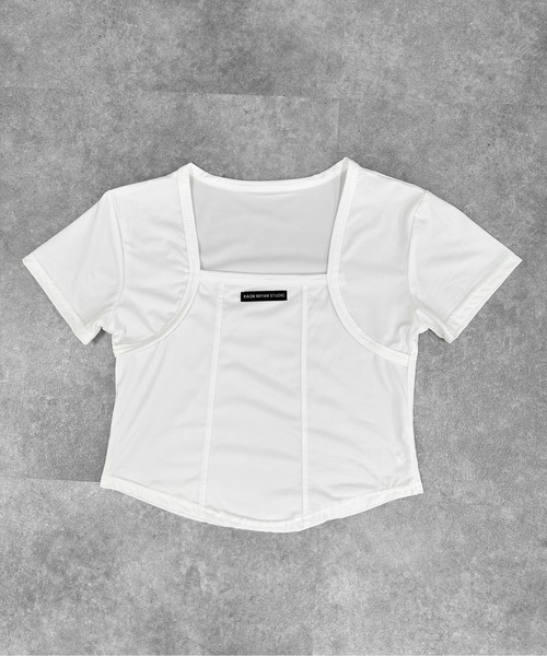 jiasecond.(ジアセカンド)の「【jiasecond.】スクエアネッククロップドT / トップス カットソー Tシャツ コンパクト クロップド ショート 半袖 ホワイト グレー ブラック ZOZOTOWN限定(Tシャツ/カットソー・レディース・ブラック/ホワイト/グレー・FREE)」の13枚目の写真
