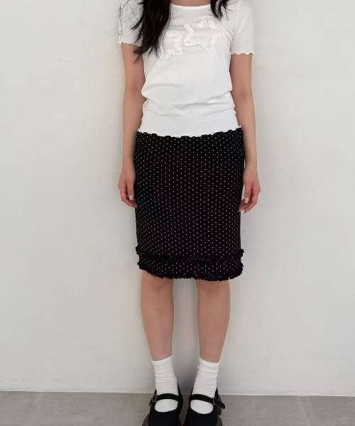 hugi(ハギ)の「STAR MOTIF SLEEVE TOPS / スターモチーフスリーブトップス(Tシャツ/カットソー・レディース・グレー/ホワイト・FREE)」の10枚目の写真
