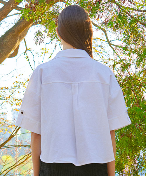 KOLEAT（コレット）の「夏 リネン サファリ オーバーサイズ UVカット 半袖シャツ [ホワイト] 603（シャツ/ブラウス・レディース・その他・FREE）」の3枚目の写真