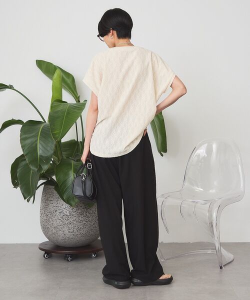 AMERICAN HOLIC（アメリカンホリック）の「フレンチスリーブ総レースプルオーバー（Tシャツ/カットソー・レディース・ブラック/ネイビー/ライトベージュ/レッド/オフホワイト・FREE）」の13枚目の写真
