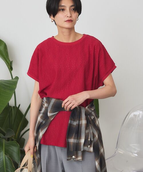 AMERICAN HOLIC（アメリカンホリック）の「フレンチスリーブ総レースプルオーバー（Tシャツ/カットソー・レディース・ブラック/ネイビー/ライトベージュ/レッド/オフホワイト・FREE）」の14枚目の写真