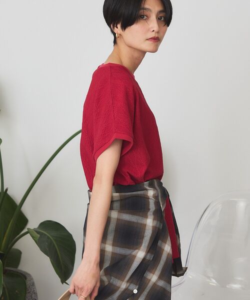 AMERICAN HOLIC（アメリカンホリック）の「フレンチスリーブ総レースプルオーバー（Tシャツ/カットソー・レディース・ブラック/ネイビー/ライトベージュ/レッド/オフホワイト・FREE）」の16枚目の写真