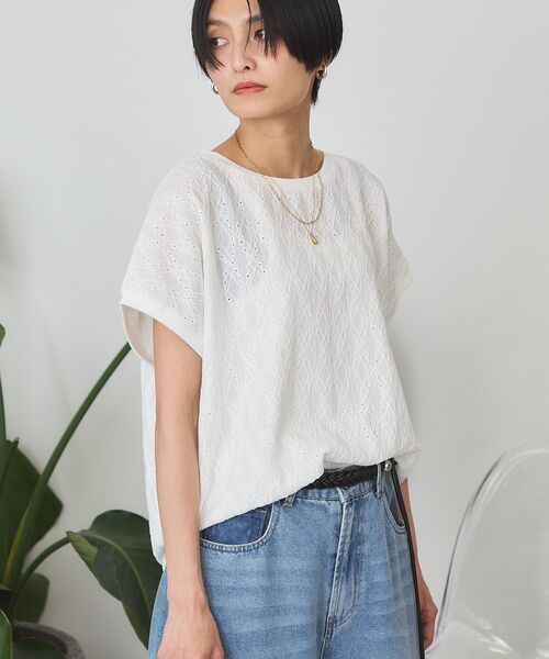 AMERICAN HOLIC（アメリカンホリック）の「フレンチスリーブ総レースプルオーバー（Tシャツ/カットソー・レディース・ブラック/ネイビー/ライトベージュ/レッド/オフホワイト・FREE）」の21枚目の写真