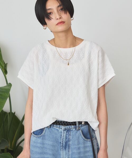 AMERICAN HOLIC（アメリカンホリック）の「フレンチスリーブ総レースプルオーバー（Tシャツ/カットソー・レディース・ブラック/ネイビー/ライトベージュ/レッド/オフホワイト・FREE）」の22枚目の写真