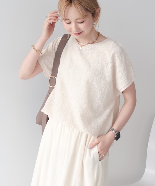 【Theory】新品タグ付き フレンチスリーブ プルオーバー ブラウス フレンチスリーブ総レースプルオーバー（Tシャツ/カットソー