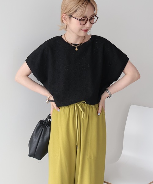 セール】フレンチスリーブ総レースプルオーバー（Tシャツ/カットソー