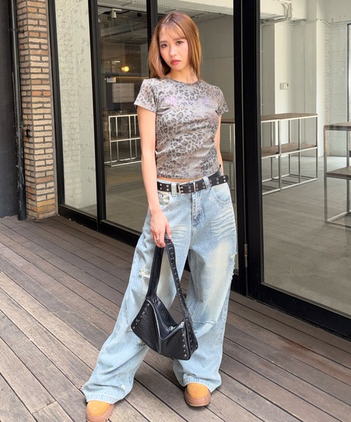 mindseeker girls（マインドシーカーガールズ）の「Rhinestone Leopard Short T-Shirt / ラインストーンレオパードショートTシャツ（Tシャツ/カットソー・レディース・レオパード・FREE）」の5枚目の写真