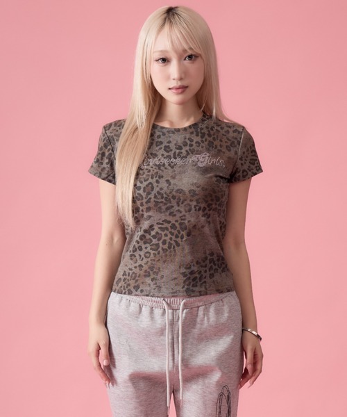 mindseeker girls（マインドシーカーガールズ）の「Rhinestone Leopard Short T-Shirt / ラインストーンレオパードショートTシャツ（Tシャツ/カットソー・レディース・レオパード・FREE）」の7枚目の写真