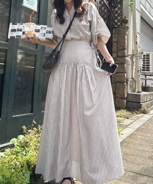 WILLFULLY(ウィルフリー)の「back open balloon sleeve drawstring OP(ワンピース・レディース・レッド/ブルー/ブラック・FREE)」の9枚目の写真