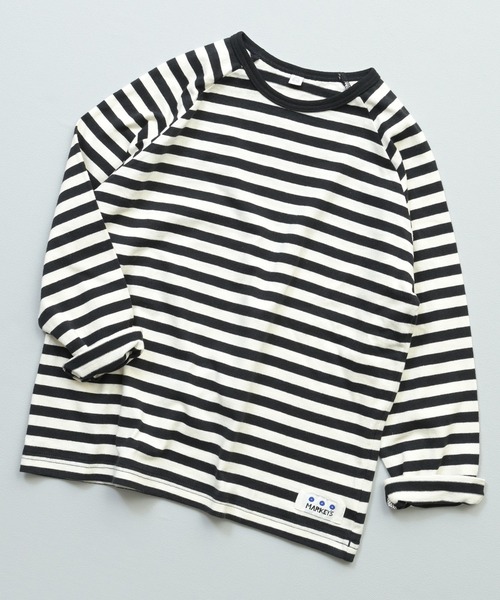 MARKEY'S（マーキーズ）の「先染めボーダー長袖Tシャツ（Tシャツ/カットソー・キッズ・ライトグリーン/オレンジ系その他/カーキ/パープル系その他/ブラック系その他/レッド系その他・90/95/80/100/110/120/130/140/150）」の2枚目の写真