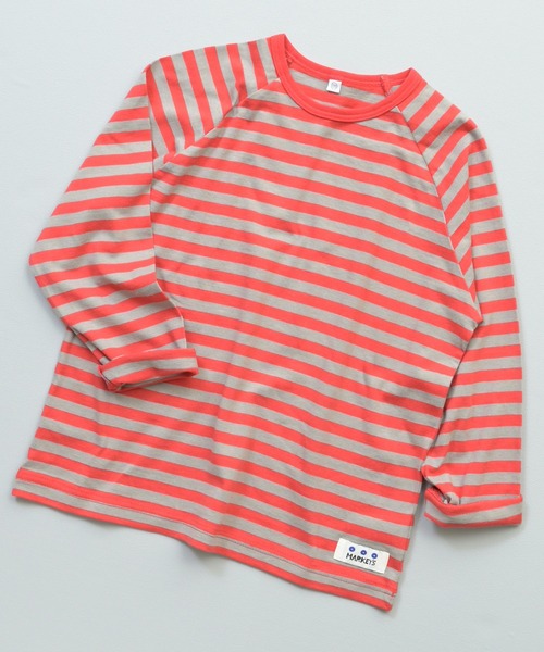 MARKEY'S（マーキーズ）の「先染めボーダー長袖Tシャツ（Tシャツ/カットソー・キッズ・ライトグリーン/オレンジ系その他/カーキ/パープル系その他/ブラック系その他/レッド系その他・90/95/80/100/110/120/130/140/150）」の5枚目の写真