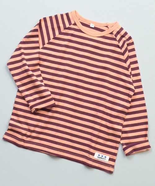 MARKEY'S（マーキーズ）の「先染めボーダー長袖Tシャツ（Tシャツ/カットソー・キッズ・ライトグリーン/オレンジ系その他/カーキ/パープル系その他/ブラック系その他/レッド系その他・90/95/80/100/110/120/130/140/150）」の6枚目の写真