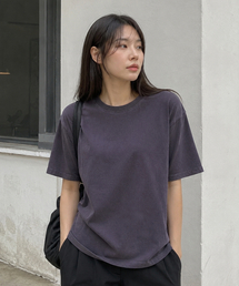 ガーメントダイピグメント半袖Tシャツシャドウパープル