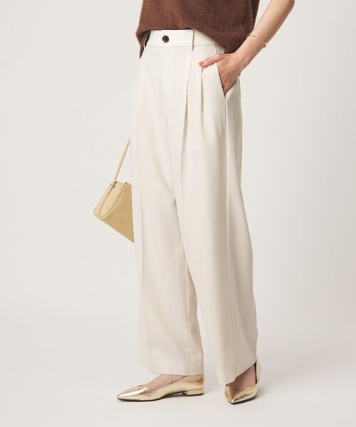 green label relaxing（グリーンレーベルリラクシング）の「［size SHORT/TALLあり］Daily Chic 2タック ワイド パンツ（スラックス・レディース・オフホワイト/ベージュ/ダークブラウン・SHORT/36/38/40/TALL）」の7枚目の写真