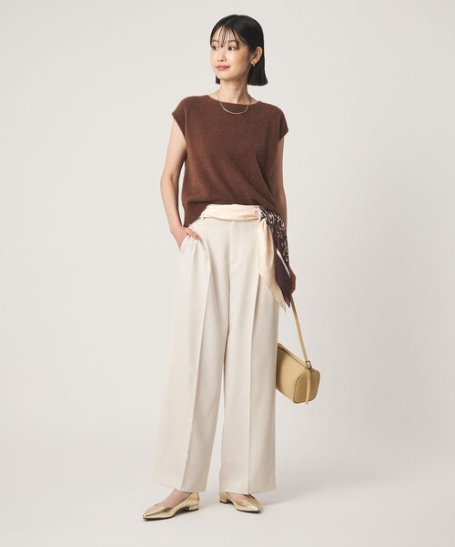 green label relaxing（グリーンレーベルリラクシング）の「［size SHORT/TALLあり］Daily Chic 2タック ワイド パンツ（スラックス・レディース・オフホワイト/ベージュ/ダークブラウン・SHORT/36/38/40/TALL）」の8枚目の写真