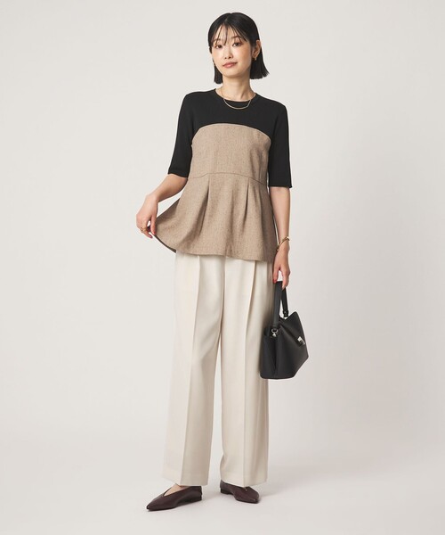 green label relaxing（グリーンレーベルリラクシング）の「［size SHORT/TALLあり］Daily Chic 2タック ワイド パンツ（スラックス・レディース・オフホワイト/ベージュ/ダークブラウン・SHORT/36/38/40/TALL）」の10枚目の写真