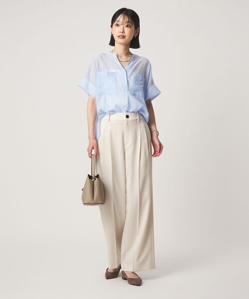 green label relaxing（グリーンレーベルリラクシング）の「［size SHORT/TALLあり］Daily Chic 2タック ワイド パンツ（スラックス・レディース・オフホワイト/ベージュ/ダークブラウン・SHORT/36/38/40/TALL）」の12枚目の写真