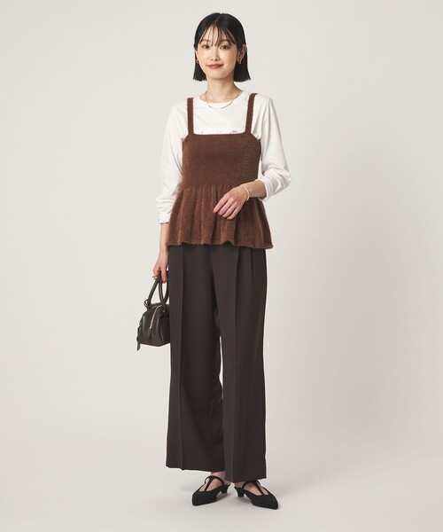 green label relaxing（グリーンレーベルリラクシング）の「［size SHORT/TALLあり］Daily Chic 2タック ワイド パンツ（スラックス・レディース・オフホワイト/ベージュ/ダークブラウン・SHORT/36/38/40/TALL）」の15枚目の写真