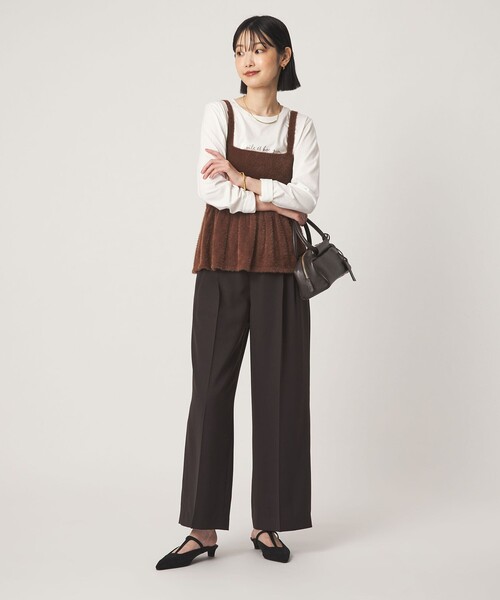 green label relaxing（グリーンレーベルリラクシング）の「［size SHORT/TALLあり］Daily Chic 2タック ワイド パンツ（スラックス・レディース・オフホワイト/ベージュ/ダークブラウン・SHORT/36/38/40/TALL）」の16枚目の写真