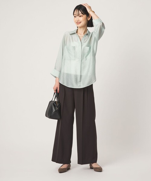green label relaxing（グリーンレーベルリラクシング）の「［size SHORT/TALLあり］Daily Chic 2タック ワイド パンツ（スラックス・レディース・オフホワイト/ベージュ/ダークブラウン・SHORT/36/38/40/TALL）」の17枚目の写真