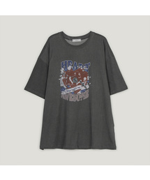アッサムピグメントプリンティングオーバーサイズ半袖Tシャツ