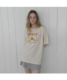 アッサムピグメントプリンティングオーバーサイズ半袖Tシャツ