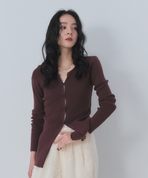 Shelly island(シェリーアイランド)の「2WAYリブカーディガン(Tシャツ/カットソー・レディース・ホワイト/チャコールグレー/ブラウン/ブラック/レッド・FREE)」の12枚目の写真