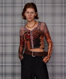 City Photo Print Sheer Cardigan/シティフォトプリントシアーカーデ