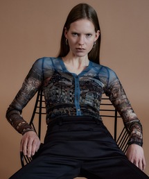 City Photo Print Sheer Cardigan/シティフォトプリントシアーカーデ