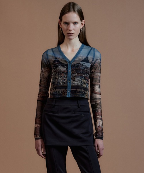 MAISON SPECIAL(メゾンスペシャル)の「City Photo Print Sheer Cardigan/シティフォトプリントシアーカーデ(Tシャツ/カットソー・レディース・ブラウン/ブルー・FREE)」の6枚目の写真