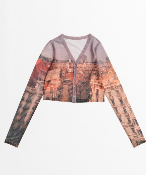 MAISON SPECIAL(メゾンスペシャル)の「City Photo Print Sheer Cardigan/シティフォトプリントシアーカーデ(Tシャツ/カットソー・レディース・ブラウン/ブルー・FREE)」の11枚目の写真