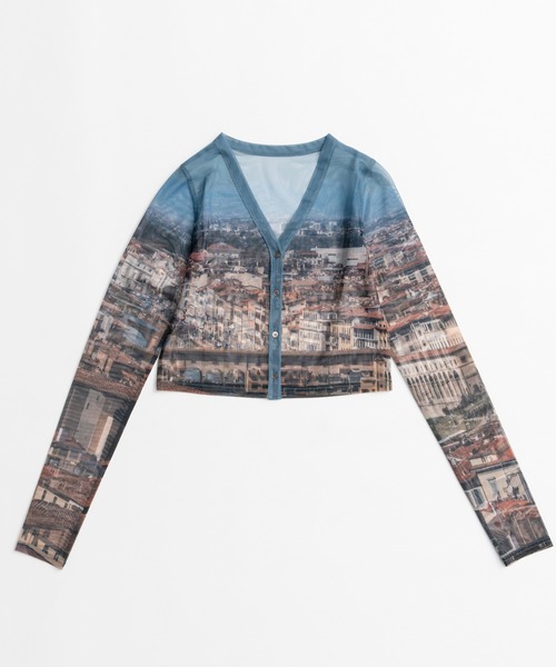 MAISON SPECIAL(メゾンスペシャル)の「City Photo Print Sheer Cardigan/シティフォトプリントシアーカーデ(Tシャツ/カットソー・レディース・ブラウン/ブルー・FREE)」の12枚目の写真
