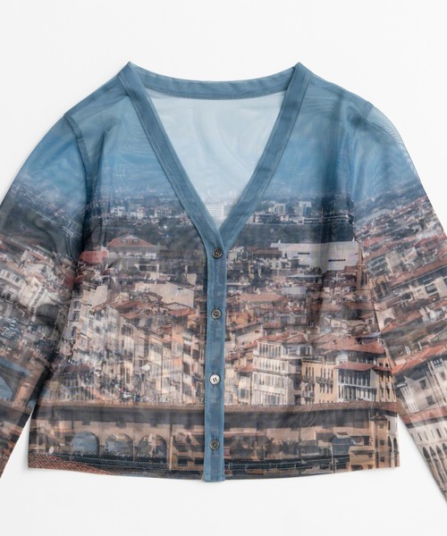 MAISON SPECIAL(メゾンスペシャル)の「City Photo Print Sheer Cardigan/シティフォトプリントシアーカーデ(Tシャツ/カットソー・レディース・ブラウン/ブルー・FREE)」の14枚目の写真