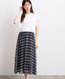 grove | 【低身長さんも選べる着丈・洗濯機◎】1枚で華やか 肩フリルニットドッキングワンピース(ワンピース)