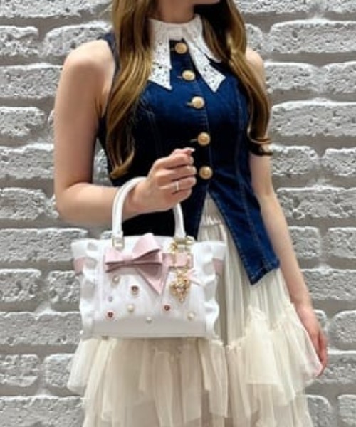 SAMANTHAVEGA(サマンサベガ)の「ブロッサムリボンフラッター(ミニ)(ショルダーバッグ・レディース・ピンク/ブラック/マルチ・FREE)」の1枚目の写真