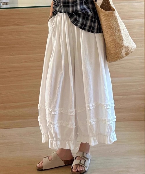 MAISON DE THERESE(メゾン ド テレーズ)の「レースフリル切り替え ハイウエストルーズバルーンパンツ 9 分丈(その他パンツ・レディース・Black/White・S/L/M)」の2枚目の写真