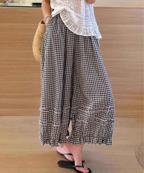 MAISON DE THERESE(メゾン ド テレーズ)の「レースフリル切り替え ハイウエストルーズバルーンパンツ 9 分丈(その他パンツ・レディース・Black/White・S/L/M)」の4枚目の写真